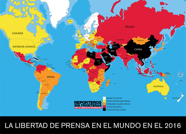 Mapa de la libertad de información en 2016