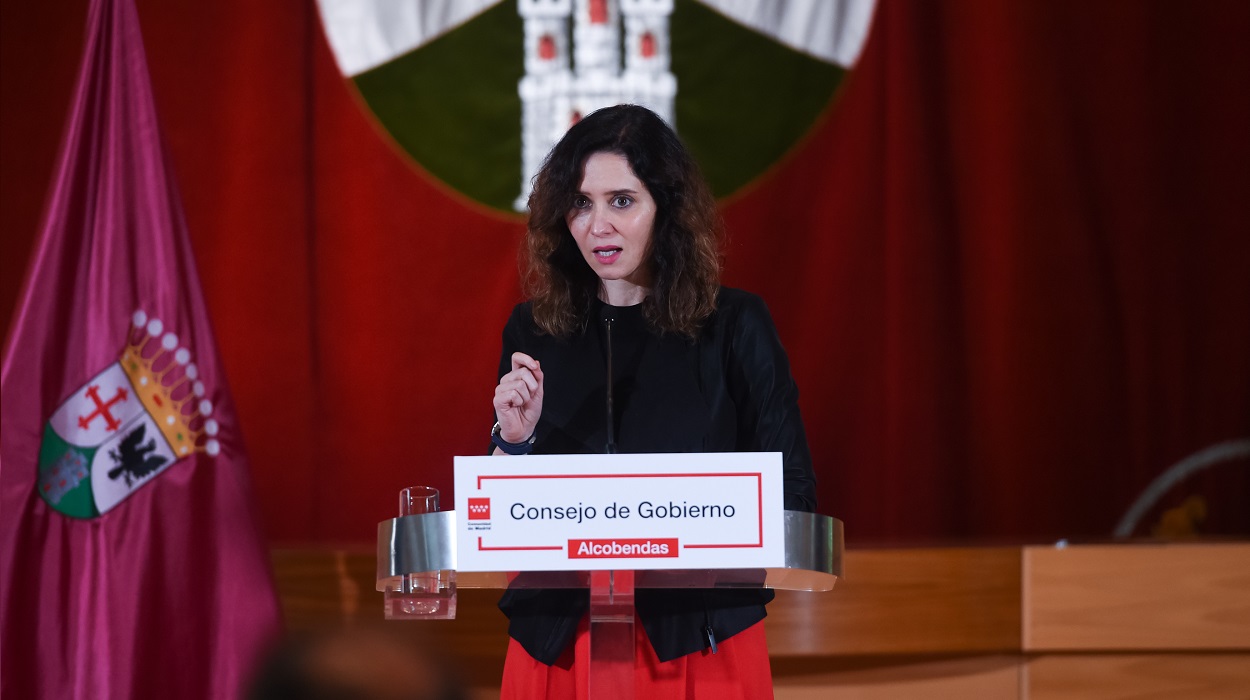 La presidenta de la Comunidad de Madrid, Isabel Díaz Ayuso, en rueda de prensa tras el Consejo de Gobierno. EP
