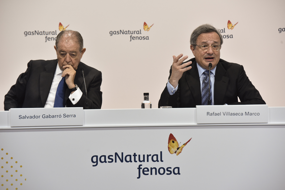El presidente de Gas Natural, Salvador Gabarró, y el consejero delegado, Rafael Villaseca