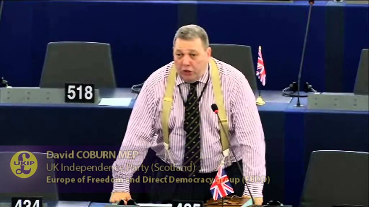 David Coburn durante una intervención en el Parlamento Europeo 