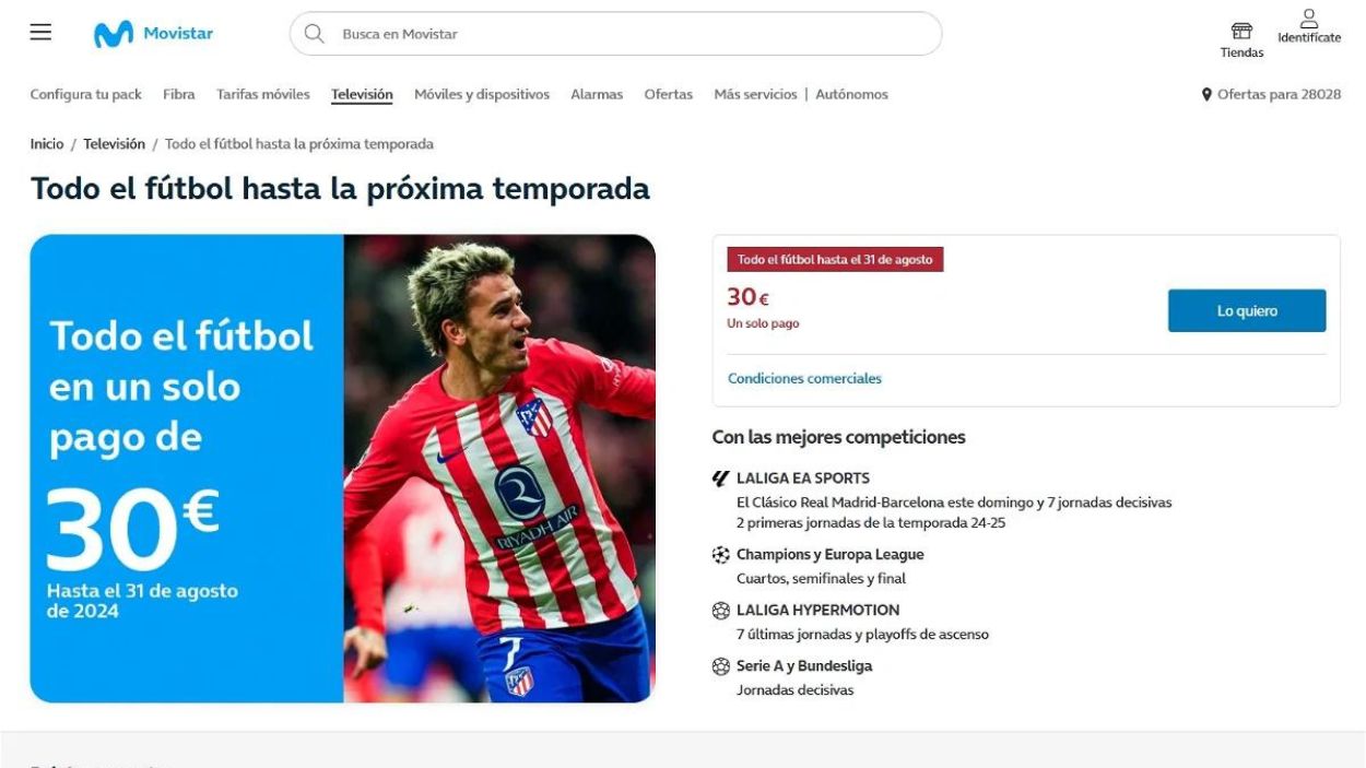 Movistar Plus+ lanza una nueva oferta para ver el fútbol: todas las competiciones por un solo pago. Movistar