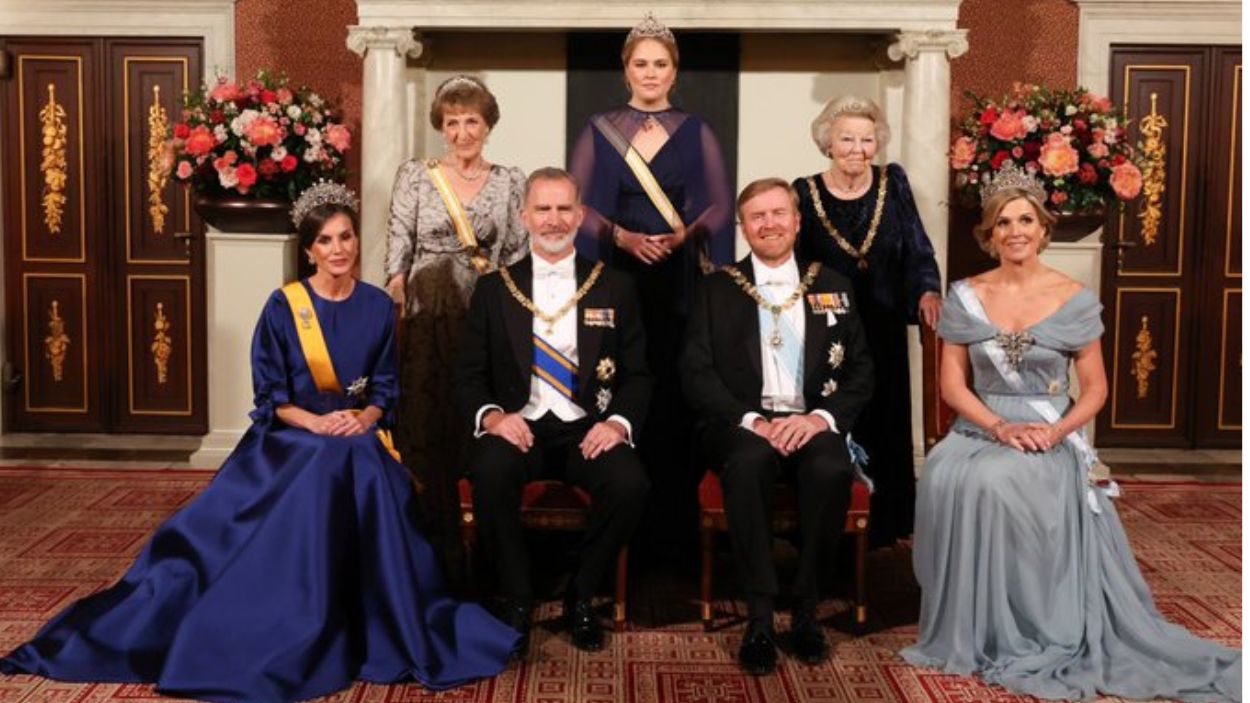Los reyes de España y de Países Bajos en la Cena de gala en el Palacio de Ámsterdam. Imagen de Casa Real española.