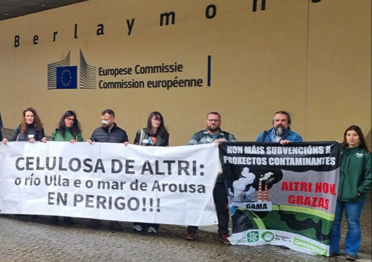 Imagen de parte de la delegación que ha acudido hasta Bruselas (Foto: Ecoloxistas en Acción).