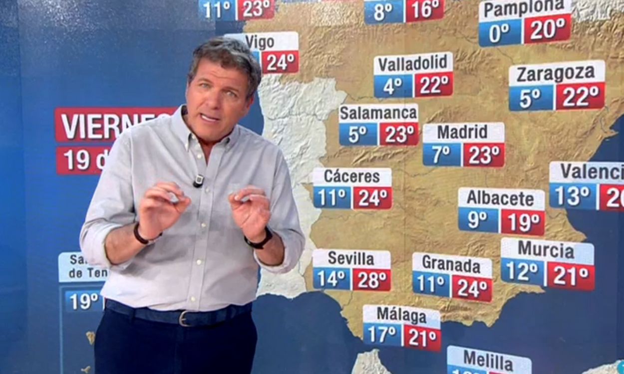 Mario Picazo, presentador de 'Tiempo al Tiempo' en Cuatro, avisa sobre la llegada de una DANA. Mediaset España
