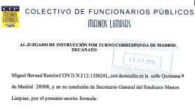 Captura de la denuncia de Manos Limpias. EP