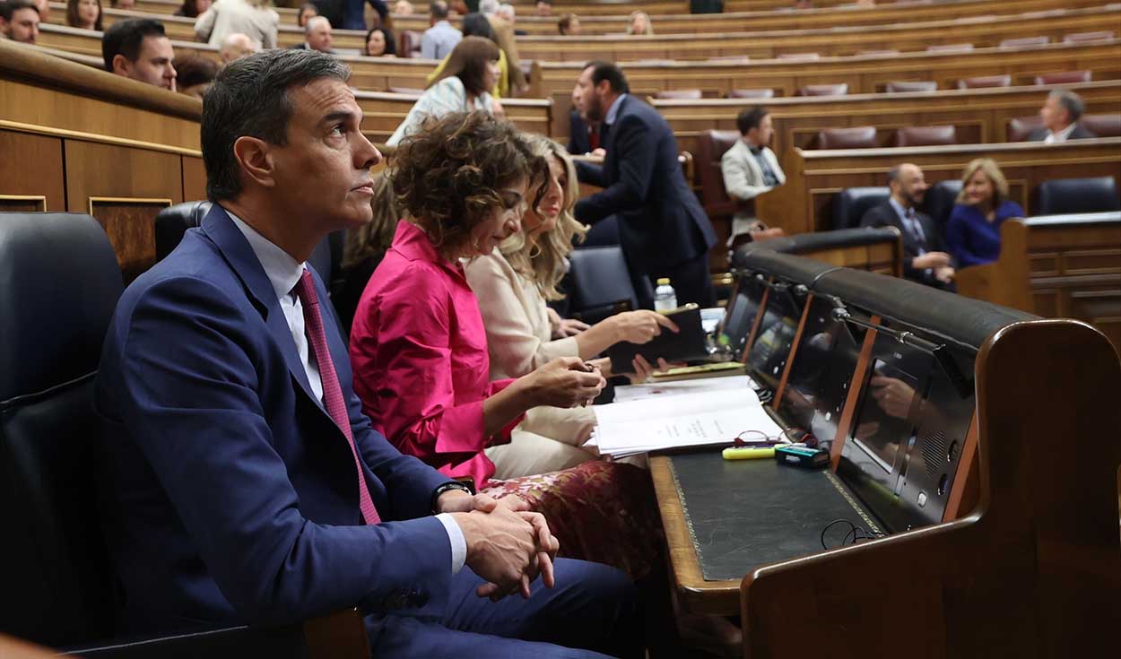 El presidente del Gobierno, Pedro Sánchez, durante la sesión de control al Gobierno del 24 de abril