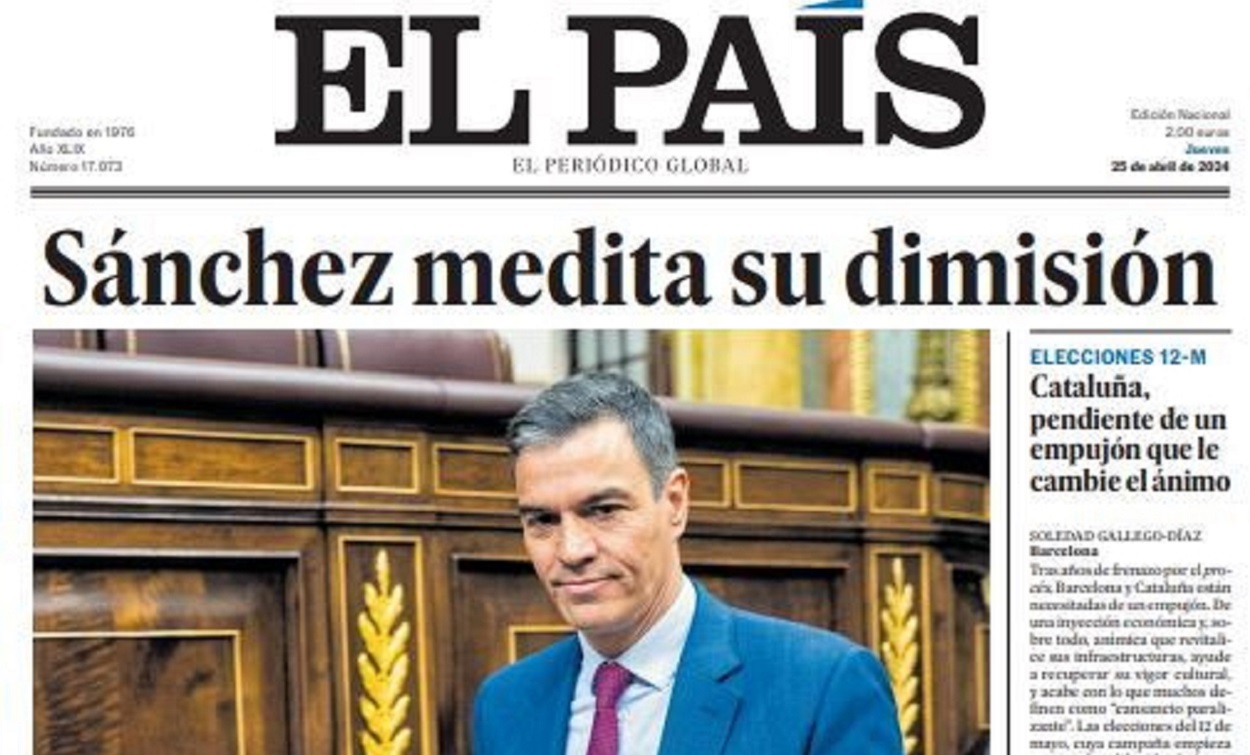Portada de El País el 25 de abril de 2024.