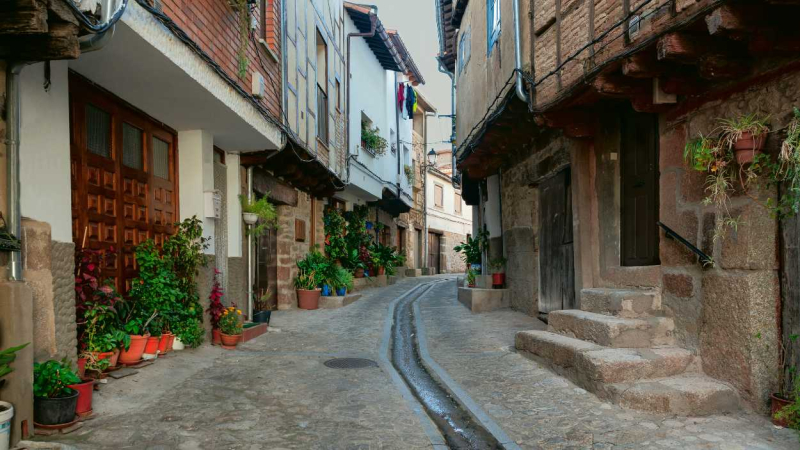 Los canales que cruzan las calles de San Martín de Trevejo se conocen como "regatus". Los canales que cruzan las calles de San Martín de Trevejo se conocen como "regatus".