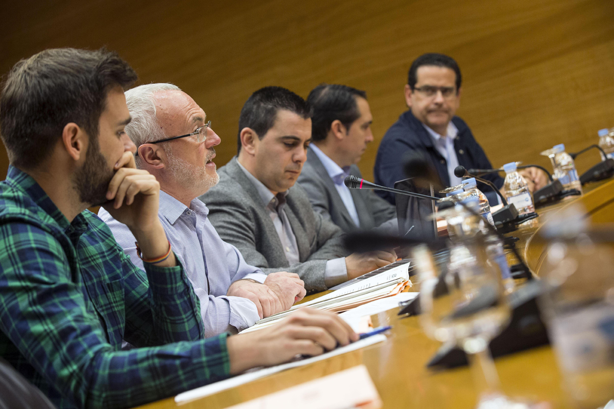 Los portavoces de los diferentes grupos políticos de la comisión parlamentaria de Radiotelevisión Valenciana