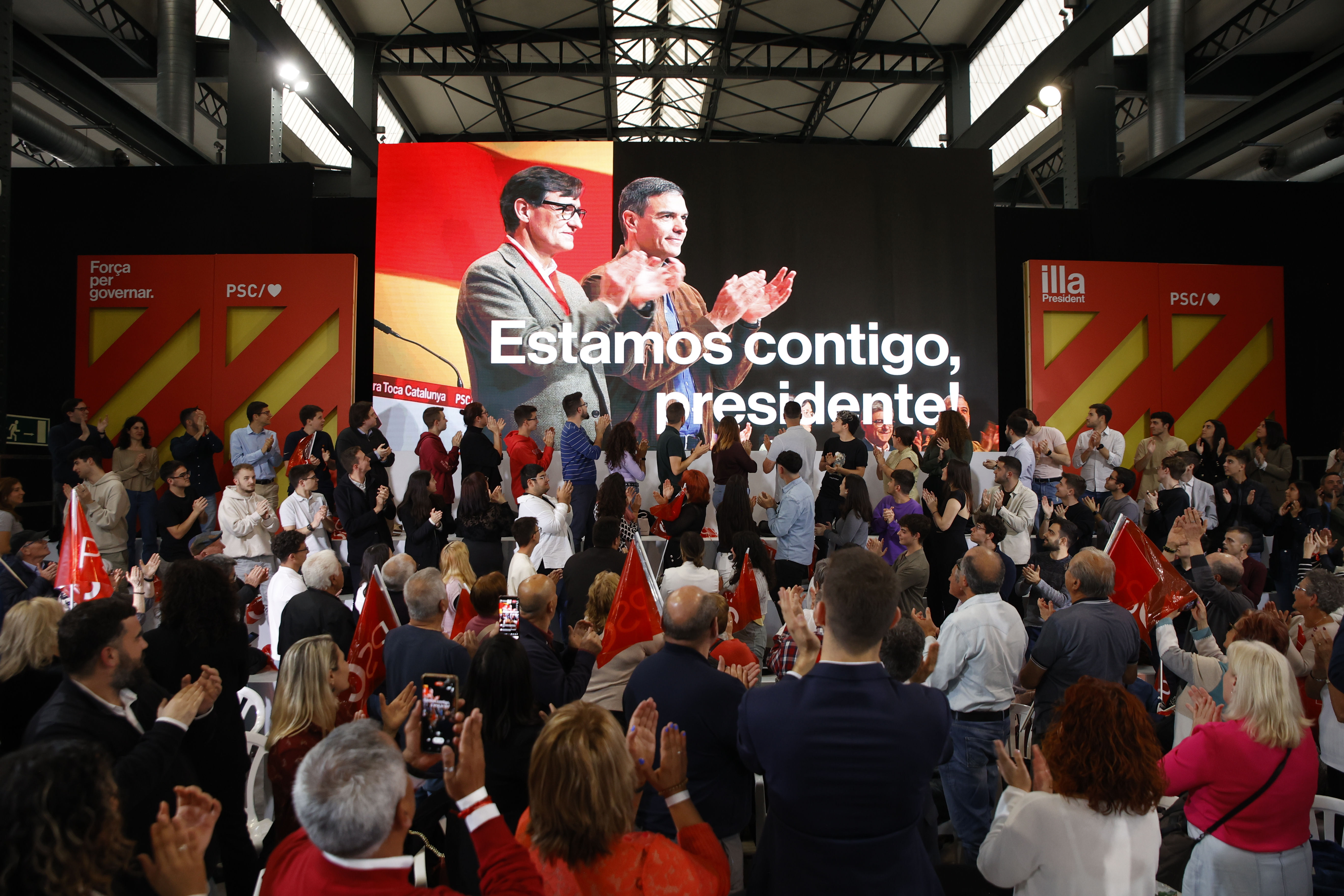 Acto de apertura de campaña del PSC con Salvador Illa en Sabadell (Barcelona). EP.