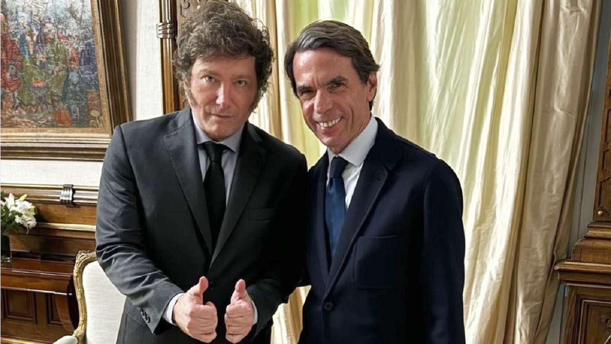 Javier Milei y José María Aznar, en la Casa Rosada. Redes