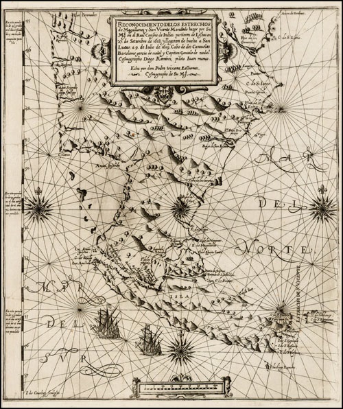 La cartografía estaba estrechamente unida al mundo militar y por lo tanto a los secretos de estado. Mapa del estrecho de San Vicente hecho por Pedro y Joao Texeira La cartografía estaba estrechamente unida al mundo militar y por lo tanto a los secretos de estado. Mapa del estrecho de San Vicente hecho por Pedro y Joao Texeira