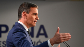 Pedro Sánchez compareciendo ante los medios de comunicación. EP