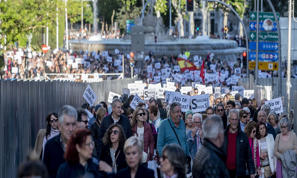 Manifestación en apoyo a Pedro Sánchez en Madrid. EP