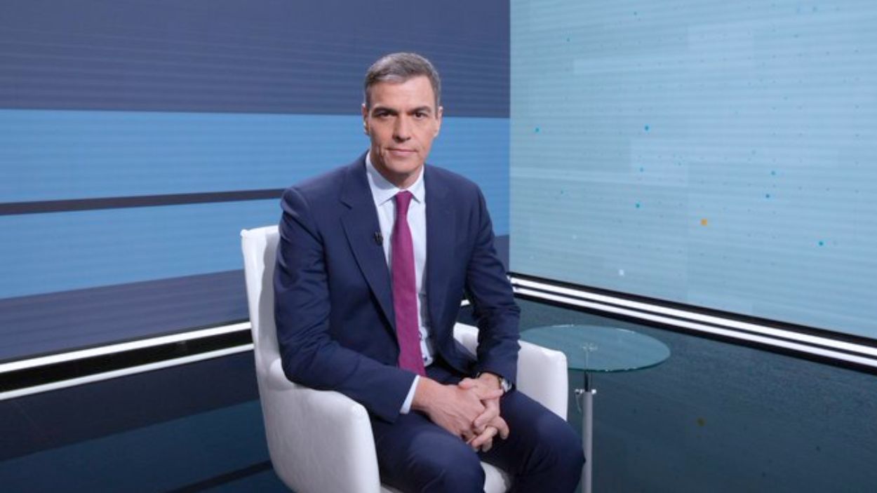 El presidente del Gobierno, Pedro Sánchez, en la entrevista en TVE. RTVE.