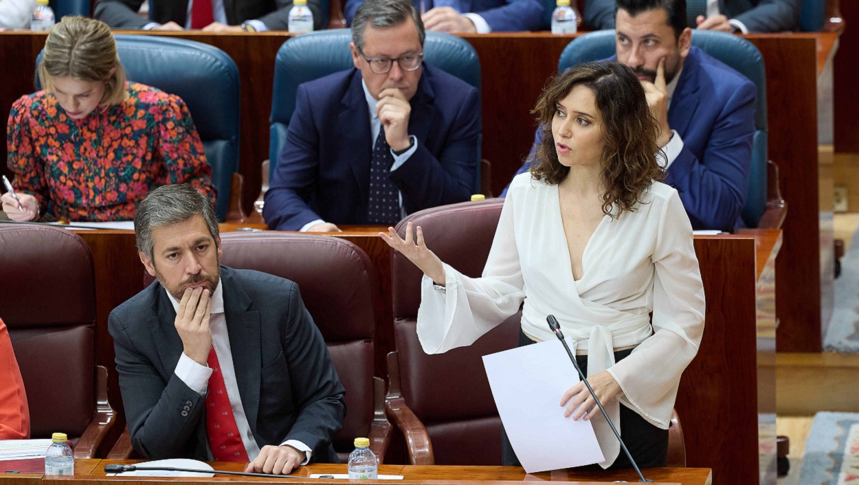 Isabel Díaz Ayuso durante la sesión de control en la Asamblea de Madrid. EP