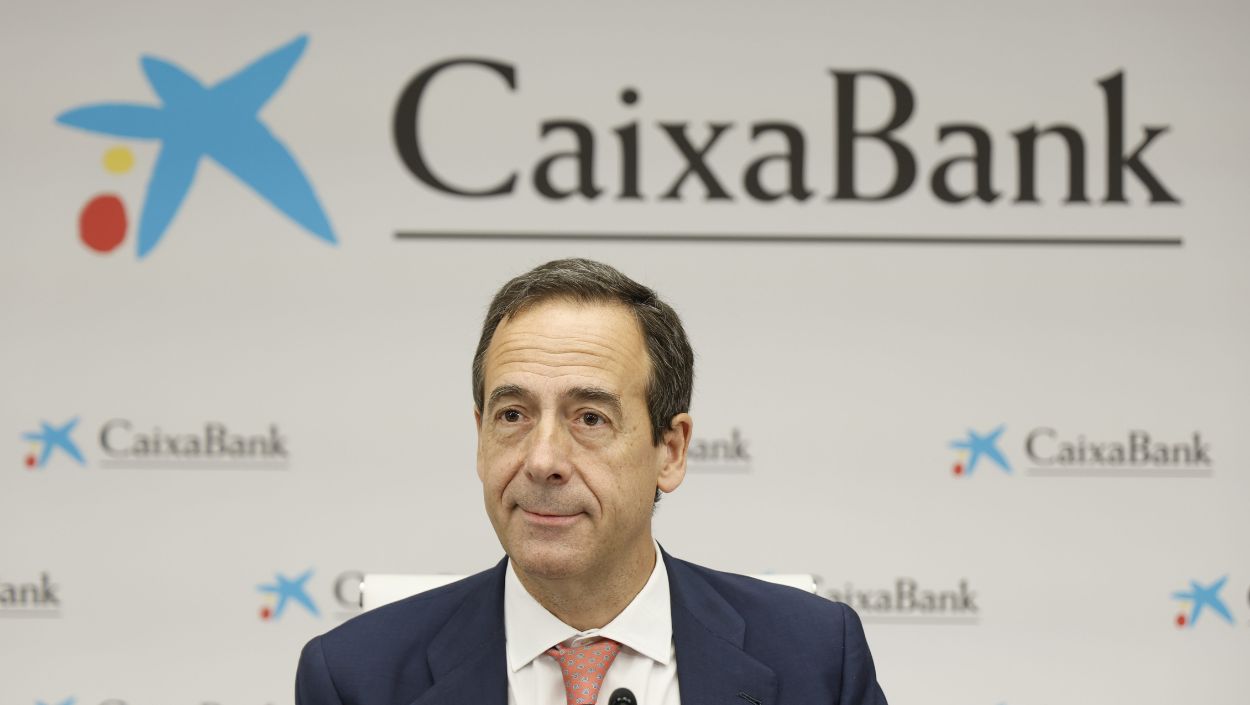 El consejero delegado de CaixaBank, Gonzalo Gortázar, en la presentación de resultados trimestrales