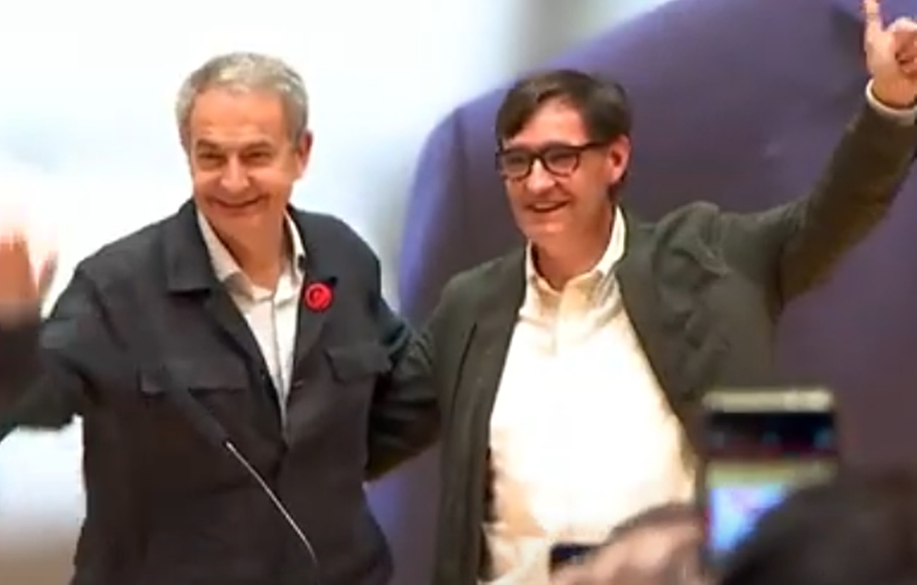 José Luis Rodríguez Zapatero y Salvador Illa en un acto en Girona