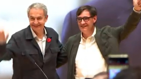 José Luis Rodríguez Zapatero y Salvador Illa en un acto en Girona