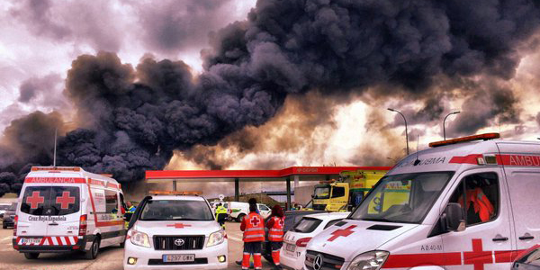 Imagen del incendio del vertedero de neumáticos en Seseña.