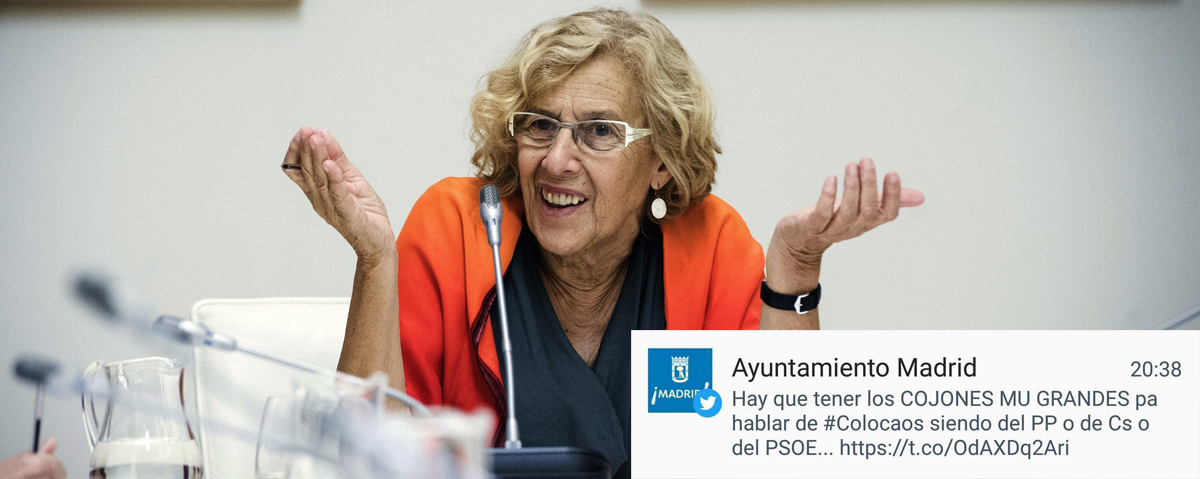 Manuela Carmena con el tuit borrado del Ayuntamiento