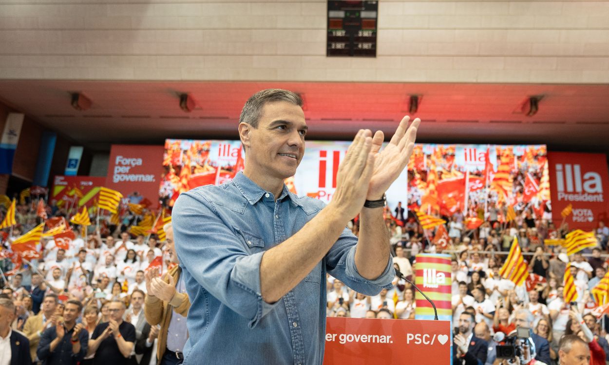 El presidente del Gobierno, Pedro Sánchez, en el cierre de campaña del PSC. EP.