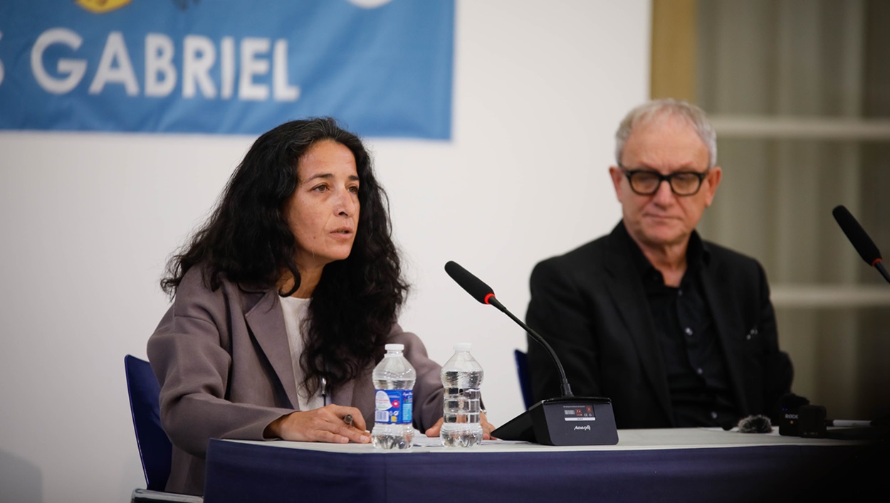 Patricia Ramírez, madre de Gabriel Cruz, ofrece una rueda de prensa bajo el lema 'Nuestros peces no se venden'. EP.