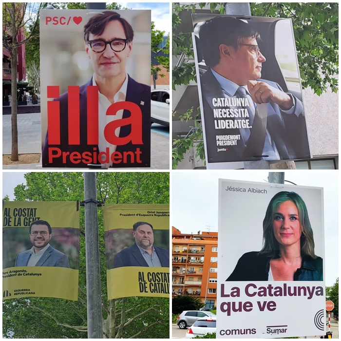 Carteles de PSC, Junts, Esquerra y Comuns