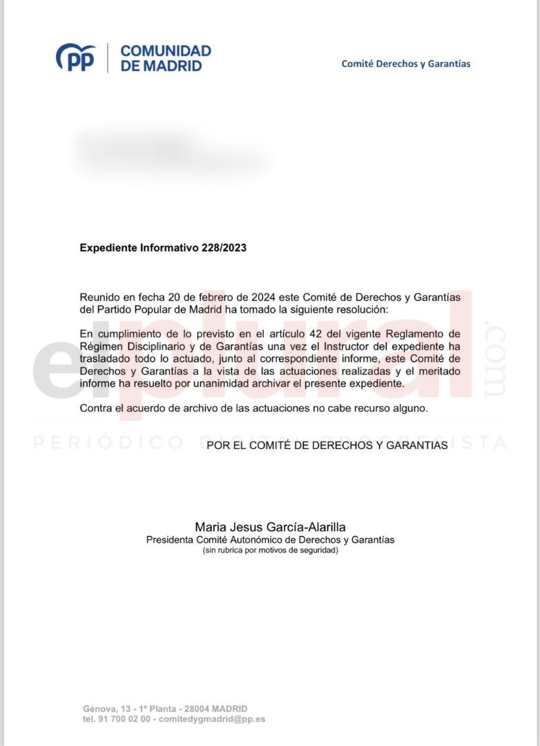 El PP de Ayuso archiva las denuncias por prostitución, espionaje, maltrato y tráfico de drogas dentro del partido