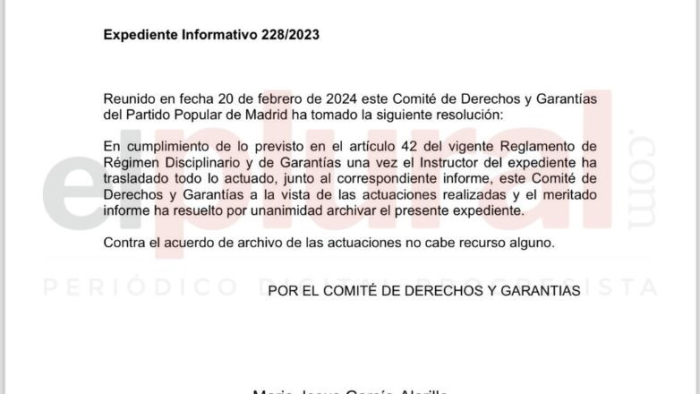 El PP de Ayuso archiva las denuncias por prostitución, espionaje, maltrato y tráfico de drogas dentro del partido El PP de Ayuso archiva las denuncias por prostitución, espionaje, maltrato y tráfico de drogas dentro del partido