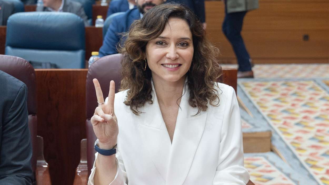 Isabel Díaz Ayuso, presidenta de la Comunidad de Madrid, en el pleno de la Asamblea a 8 de mayo. EP