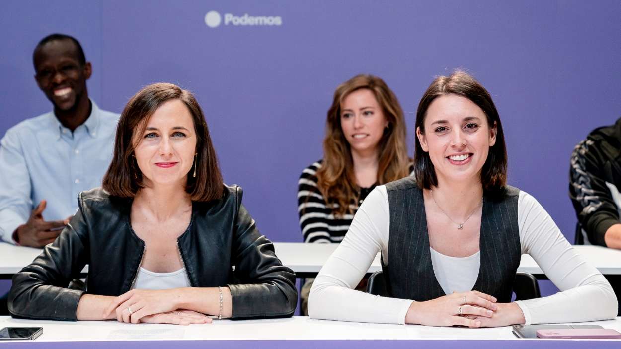 Ione Belarra, líder de Podemos, e Irene Montero, candidata a las elecciones europeas. EP