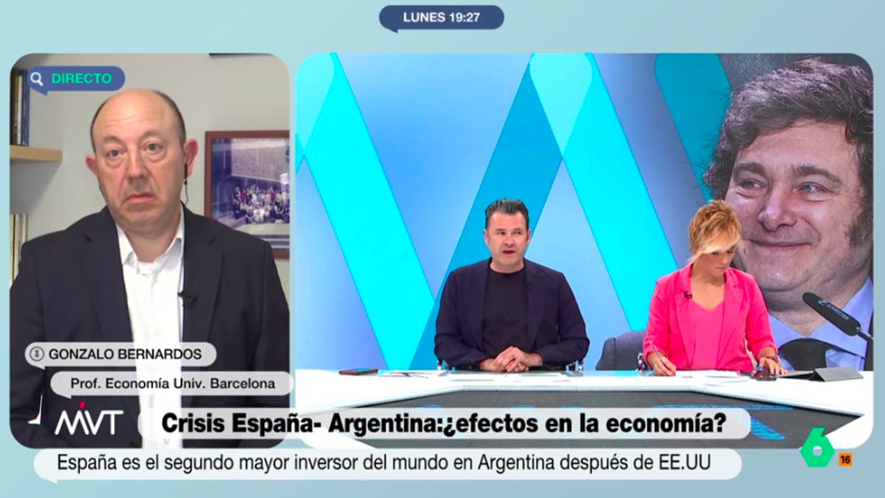 Gonzalo Bernardos, contra Javier Milei en 'Más Vale Tarde'. Atresmedia Televisión