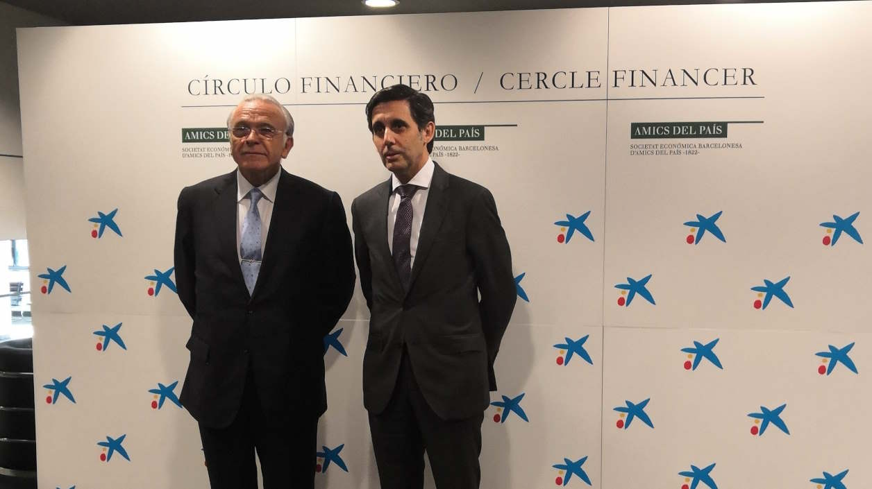 Isidro Fainé, presidente de CriteriaCaixa, y José María Álvarez Pallete, presidente de Telefónica, en una imagen de archivo. EP