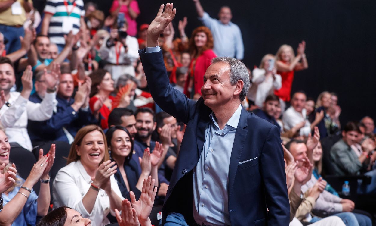 El expresidente del Gobierno José Luis Rodríguez Zapatero, durante el inicio de la campaña a los comicios europeos en Valencia, en la Rambleta, a 23 de mayo de 2024, en Valencia, Comunidad Valenciana. EP
