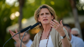 La candidata del PSOE para las elecciones europeas, Teresa Ribera, durante un acto de campaña del PSOE para las elecciones europeas. EP.