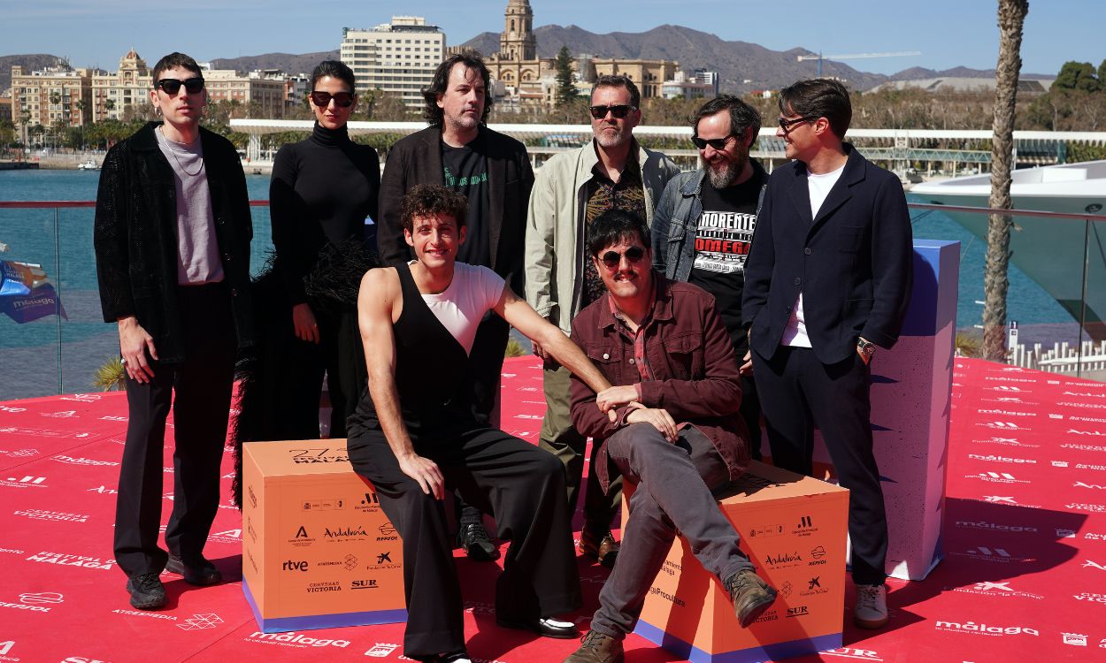 Foto de familia de del equipo de la película sobre los Planetas, a 5 de marzo de 2024, en Málaga, Andalucía (España).  EP