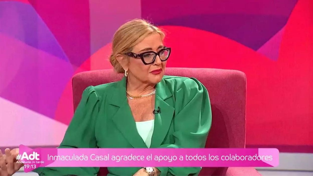 Inmaculada Casal regresa, entre lágrimas, a Canal Sur tras la puesta en libertad de Antonio Tejado. Canal Sur