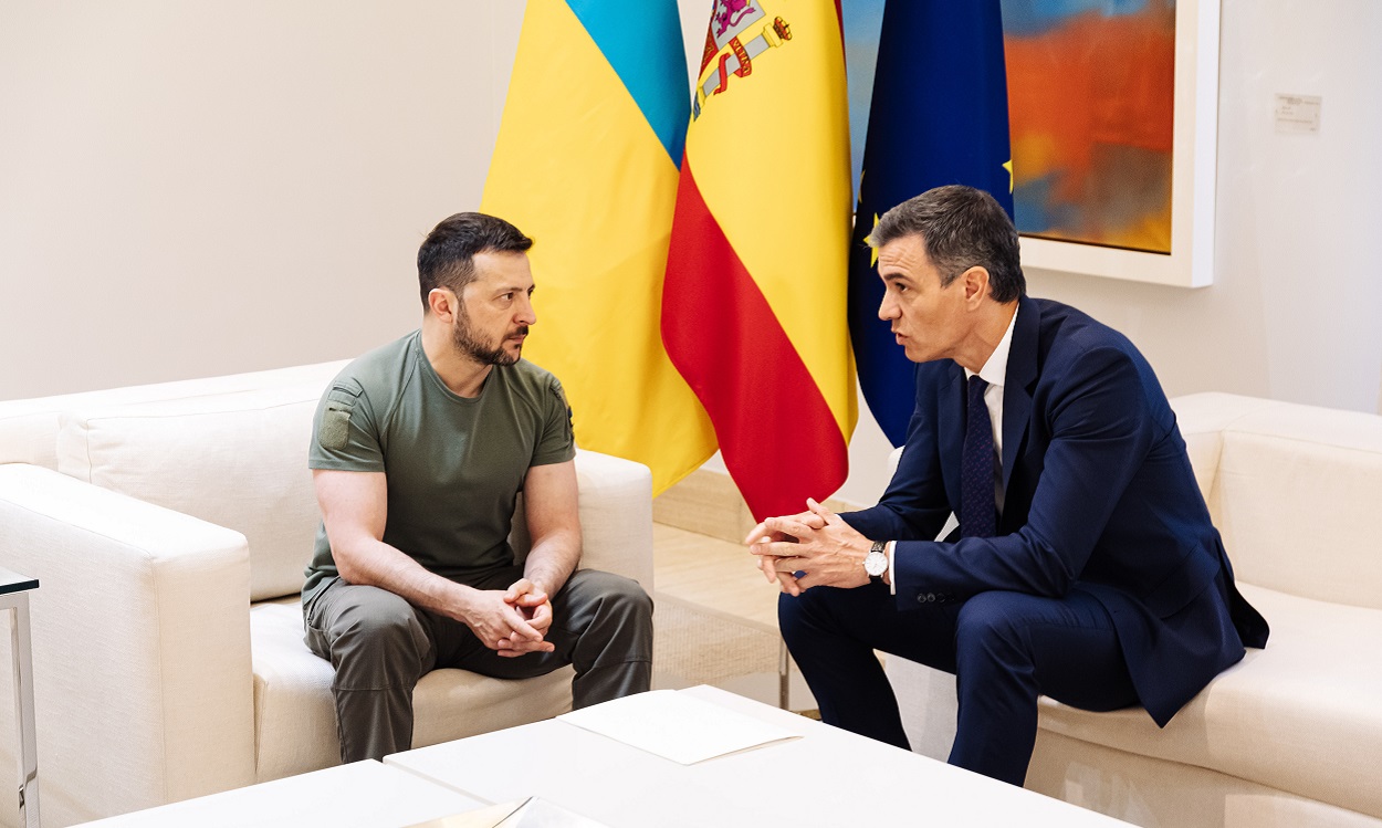Pedro Sánchez recibe a Volodimir Zelenski, presidente de Ucrania, en el Palacio de La Moncloa. EP