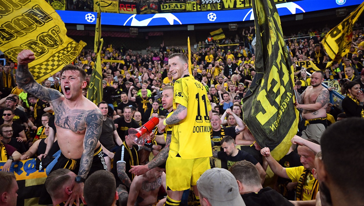 Marco Reus celebrando el pase del Borussia Dortmund a la final de la Champions League. EP (Robert Michael).
