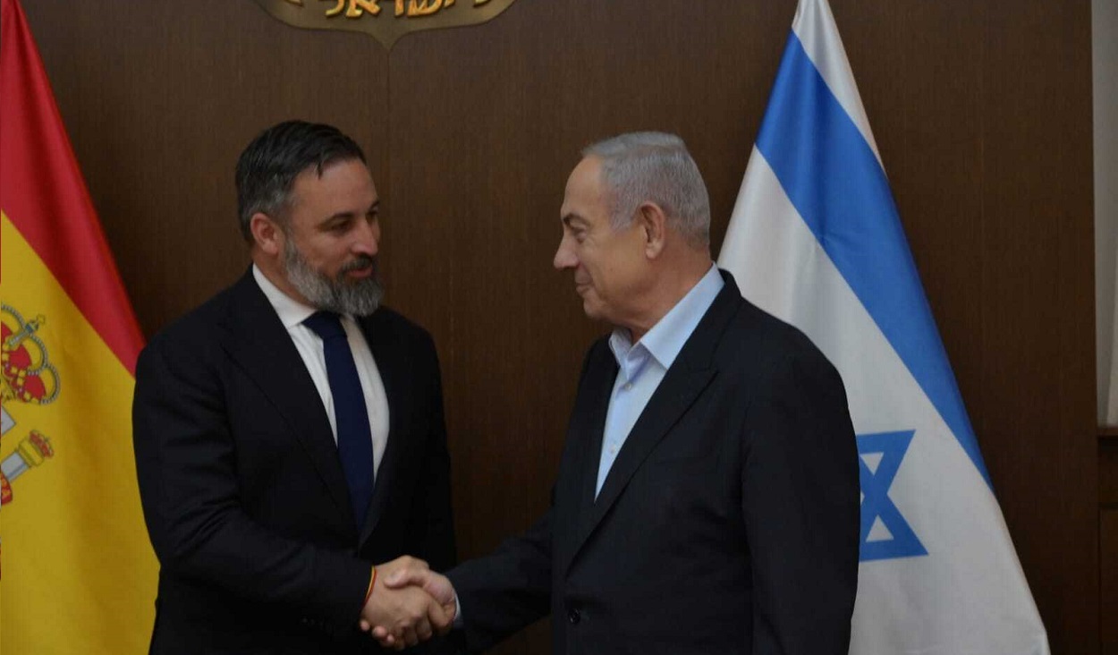 El presidente de Vox, Santiago Abascal, junto al primer ministro israelí, Benjamin Netanyahu. EP