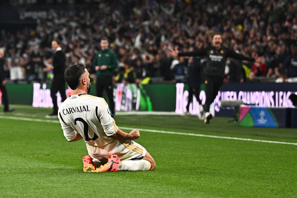 Dani Carvajal celebrando su gol en la final de la Champions League. EP.