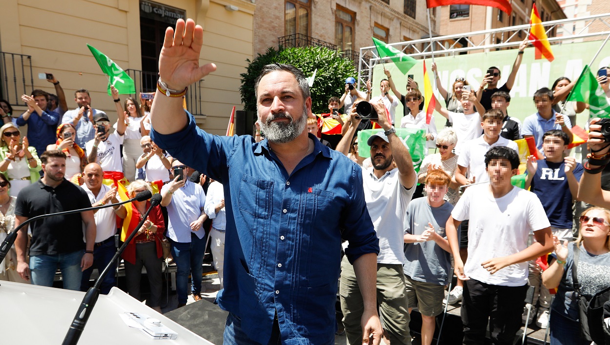 Santiago Abascal durante un mitin para las elecciones europeas. EP