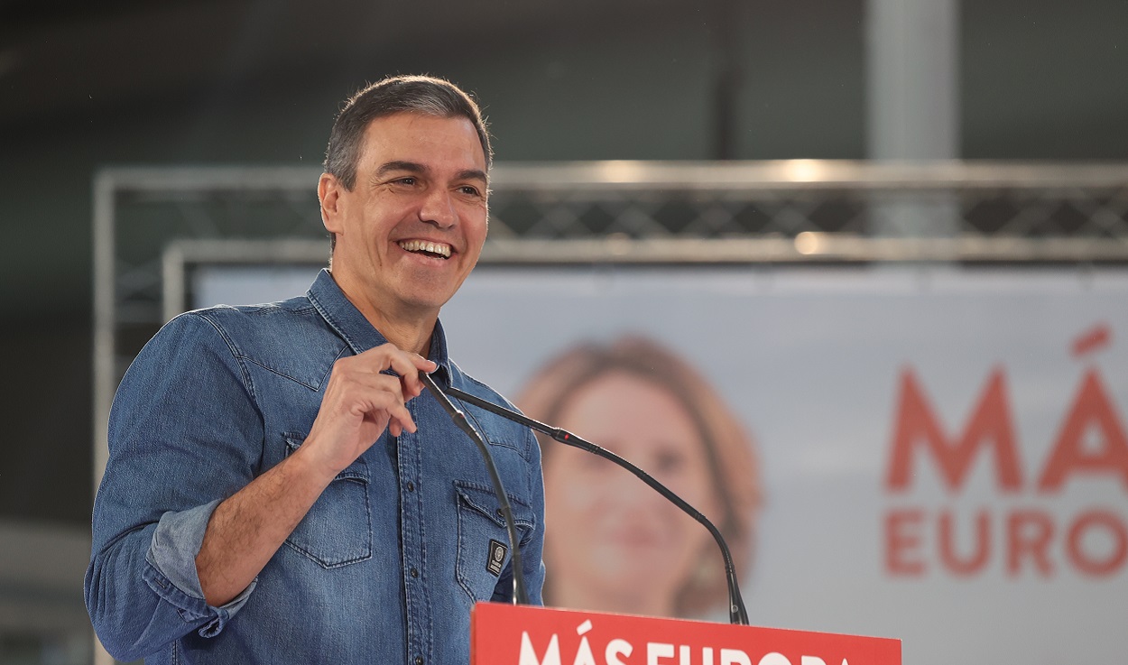 Pedro Sánchez en un acto de campaña. EP