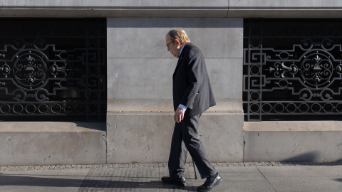 El profesor y economista Ramón Tamames a su llegada a un desayuno informativo organizado por Nueva Economía Fórum, a 4 de junio de 2024, en Madrid (España). Durante el desayuno, han presentado a la candidata del PP a las elecciones europeas del próximo domingo 9 de junio.