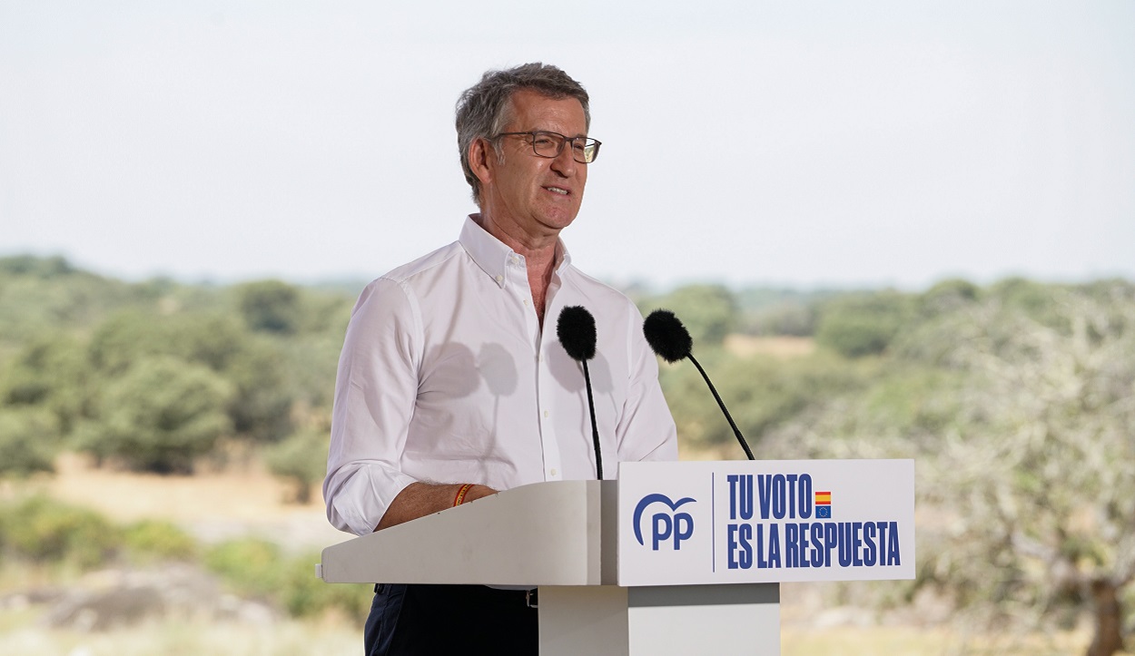 Feijóo en un acto de campaña. EP