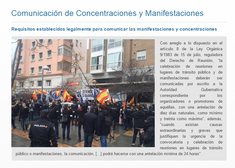 Imagen de la web de la Delegación de Gobierno de Madrid