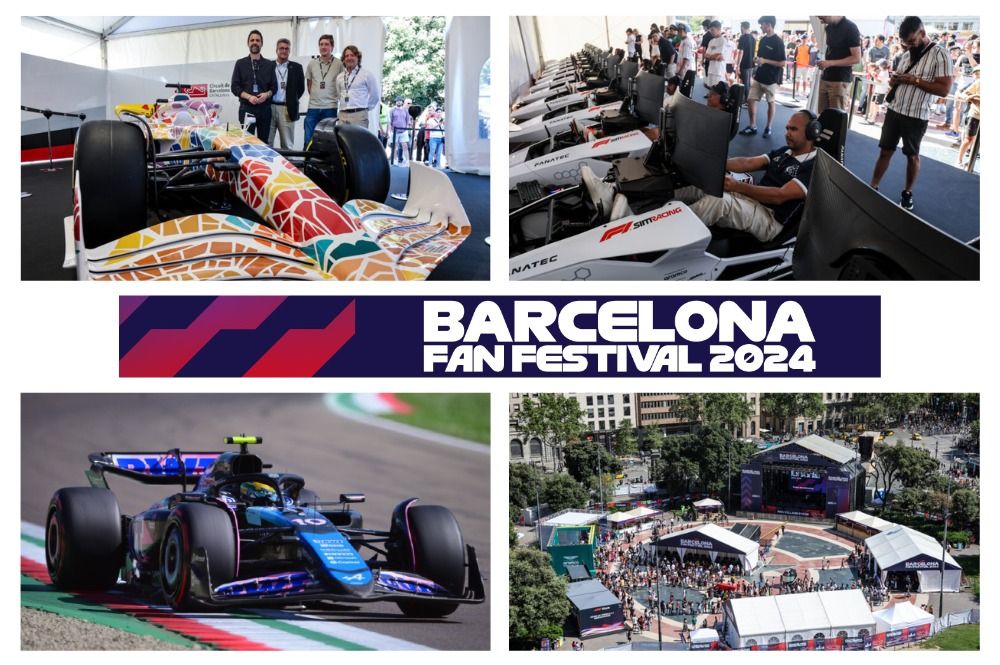 Expectación entre los aficionados del motor por la exhibición de coches de F1 en el centro de Barcelona