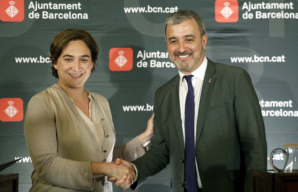 Ada Colau y Jaume Collboni esta semana en el Ayuntamiento de Barcelona. 