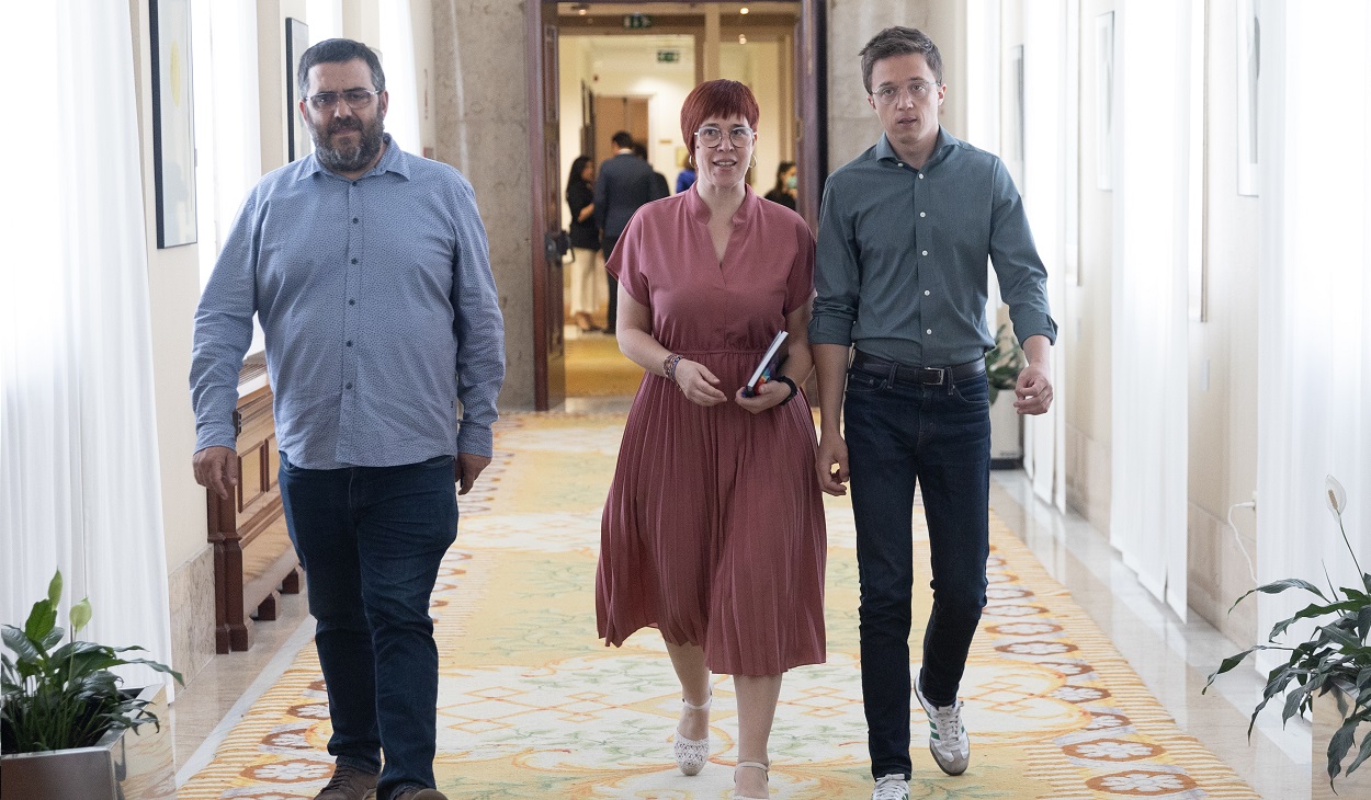 La portavoz de Compromís en el Congreso, Águeda Micó, y el portavoz de Más País en el Congreso, Iñigo Errejón. EP